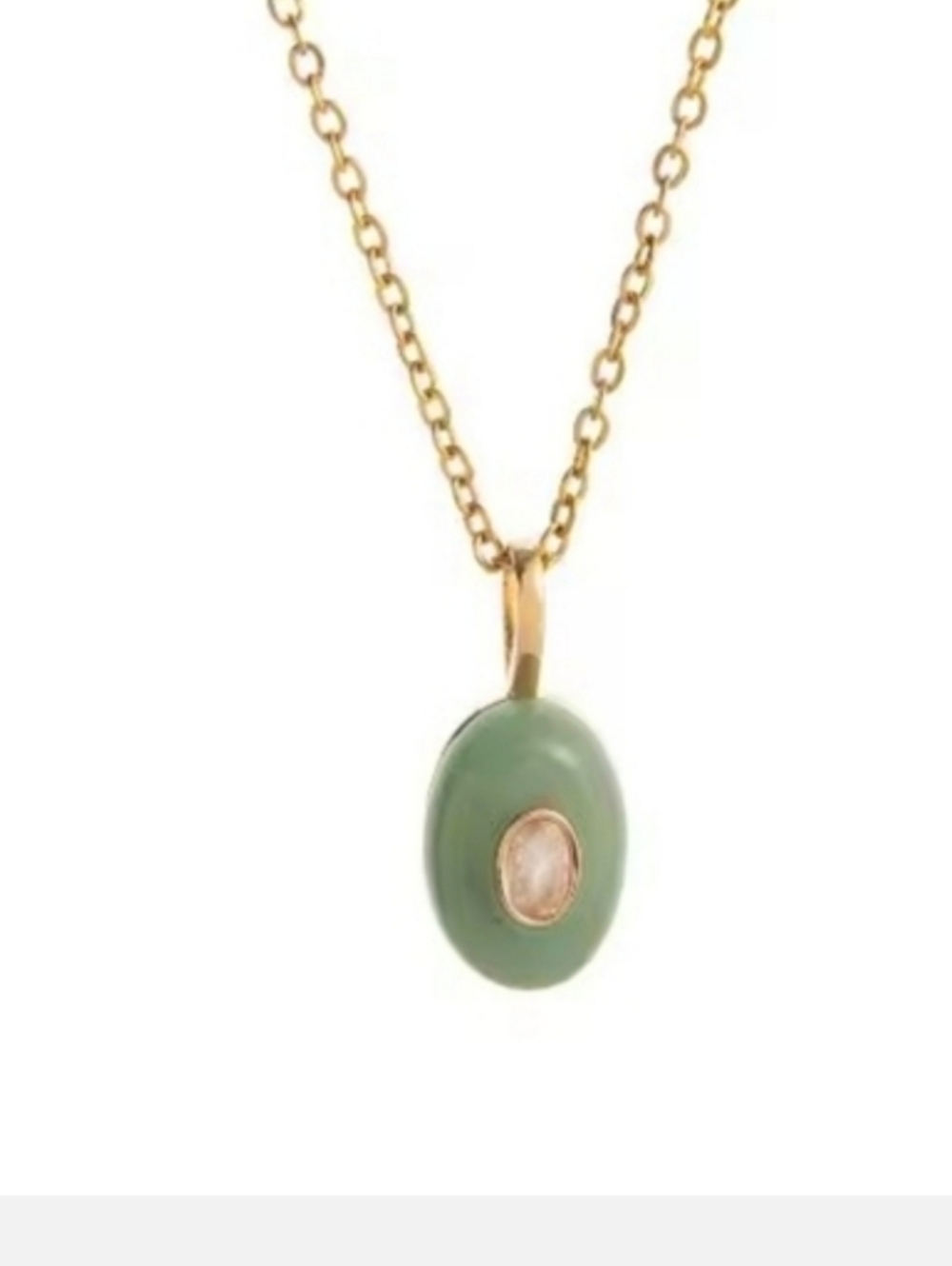 Green Natural Stone Pendant With Embedded Zirconia; .78"h x .4"w; NWOT